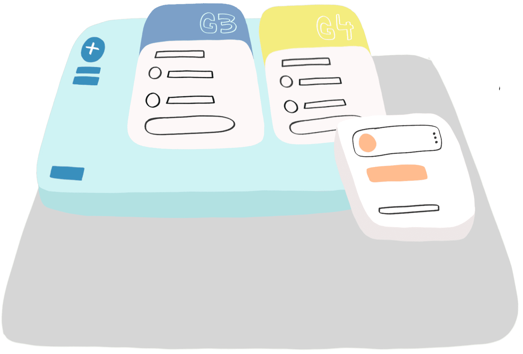 An artist's illustration of a vertical navigation and search panel used in the Pasela web application.