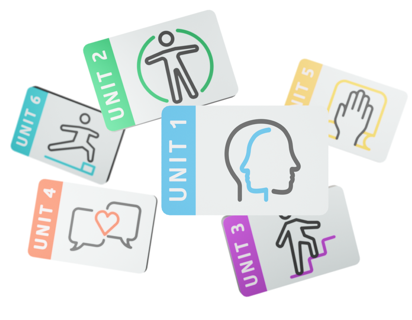 A rendering of unit numbers and icons