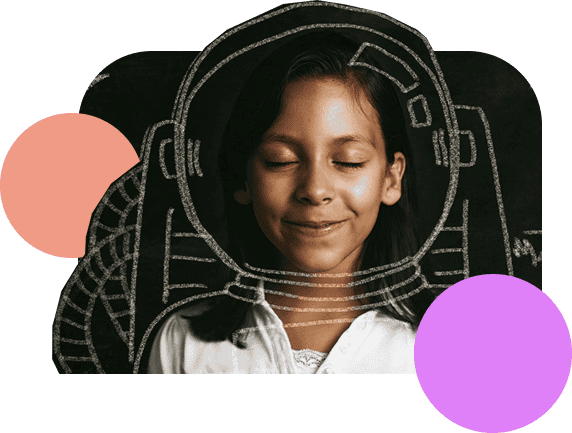 A girl imagining herself as a astronaut.